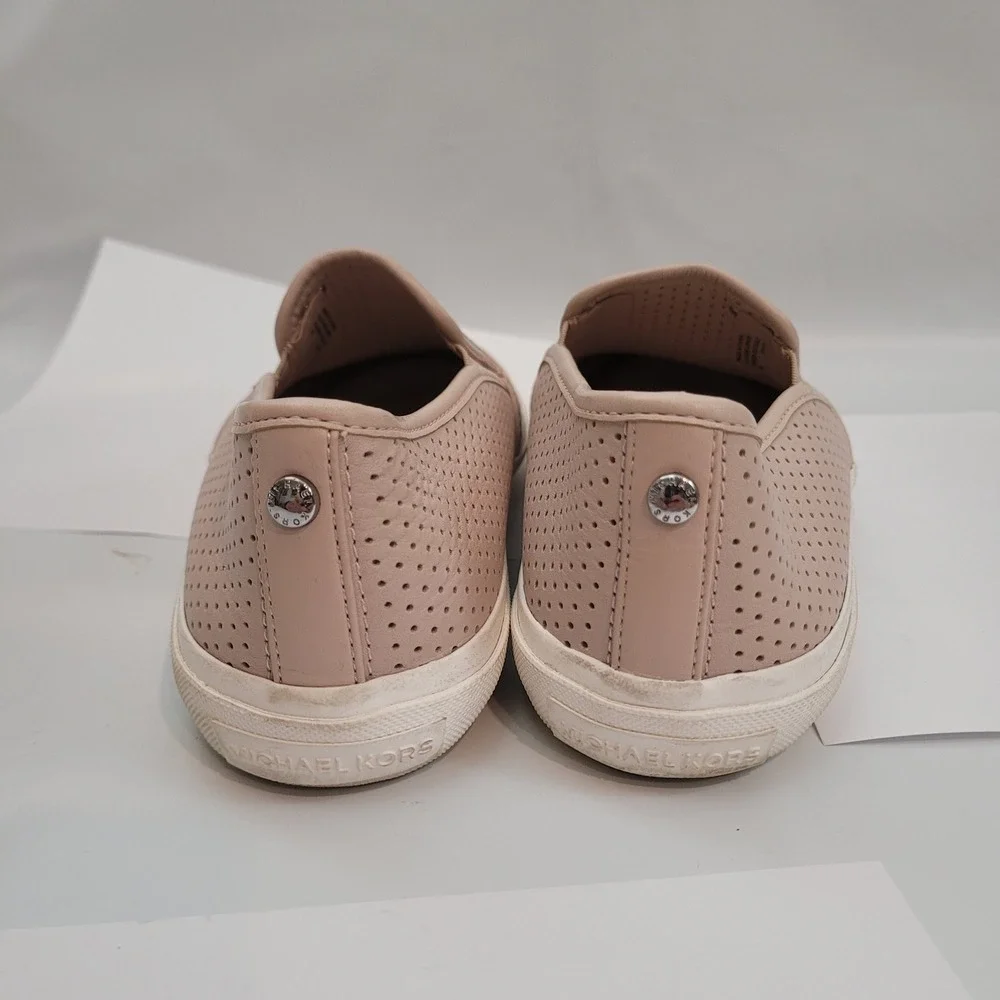 Michael Kors Keaton Slip-On Sneakers Womens 8M Pink Perforated Leather Excellent